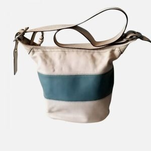 Coach F33157 Rugby Stripe Vintage Bucket Bag With Zip Closure